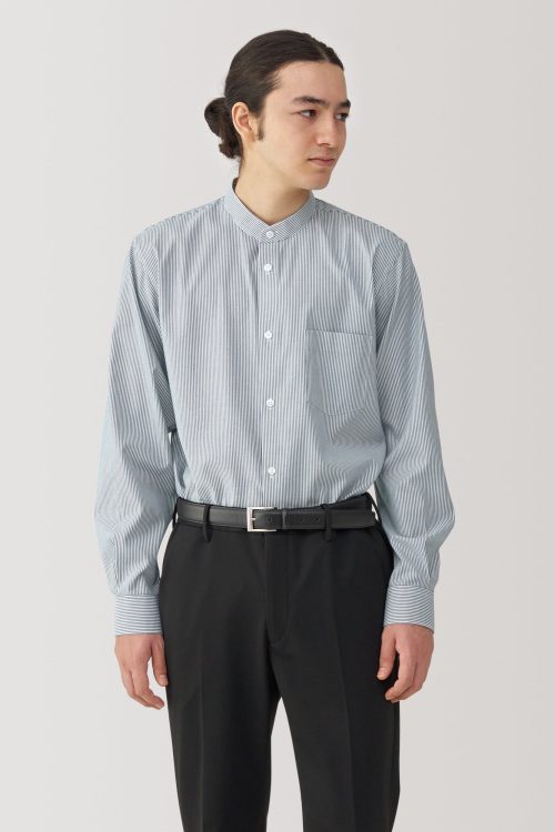 Men’s Non-Iron Stand Collar Striped Shirt